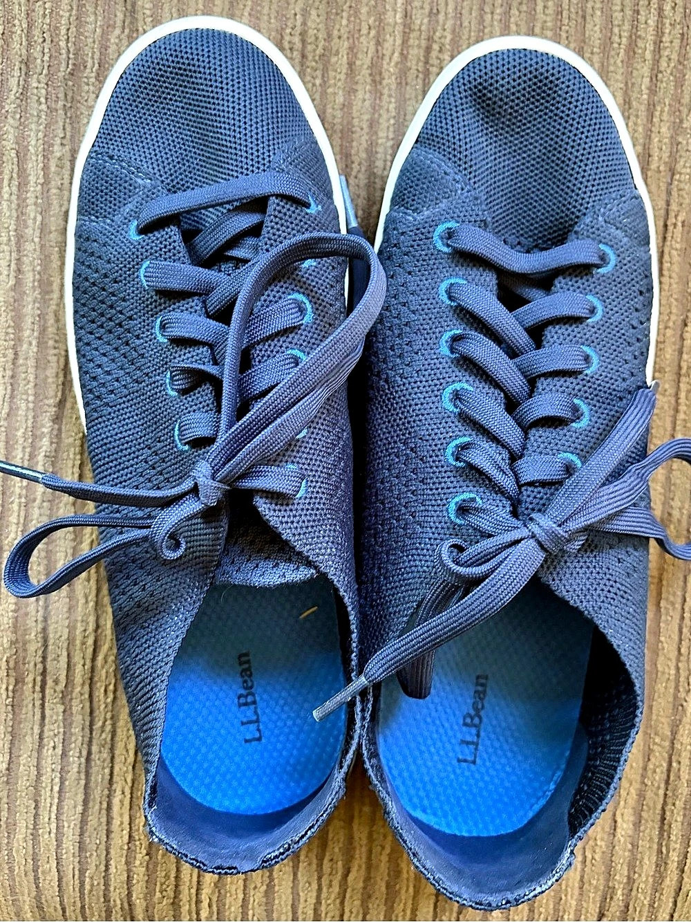 L.L.Bean Eco Bay Knit Sneakers, Lace-Up Blue US 8 M